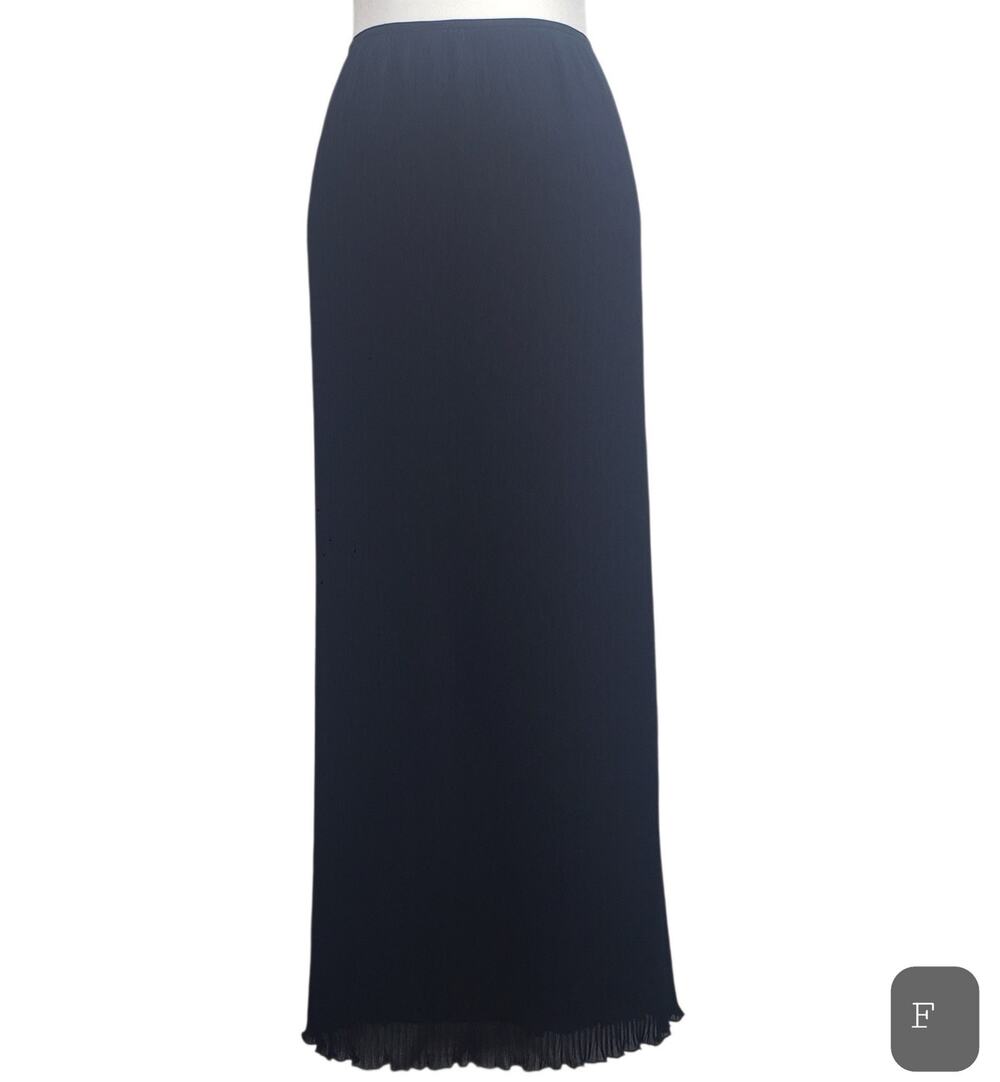 Liz Claiborne Black Micro Pleated Maxi Skirt Size 16 Whimsigoth Office Siren